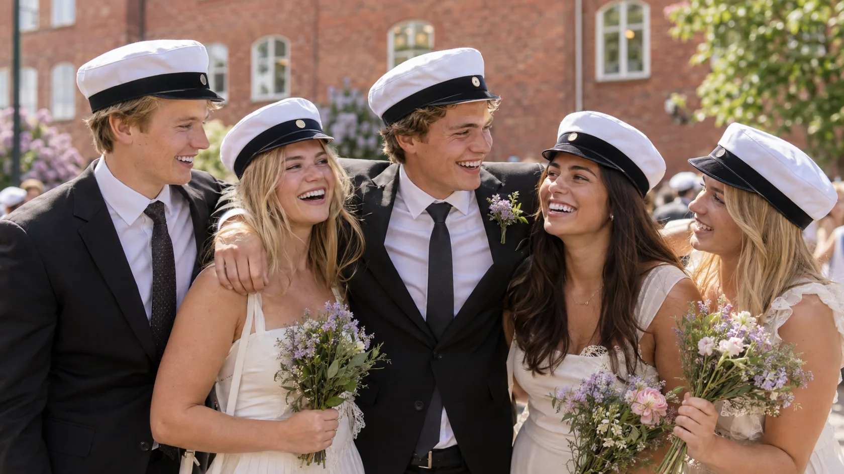 Illustration: Studentglädje tillsammans efter utspringet
